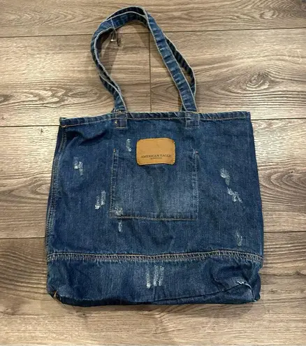 American Eagle  AE Blue Denim Tote Bag School Books Lightweight