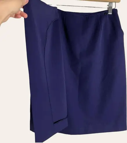 Giorgio Armani Solid Navy Purple Blue Straight Pencil Wrap Skirt Size 6
