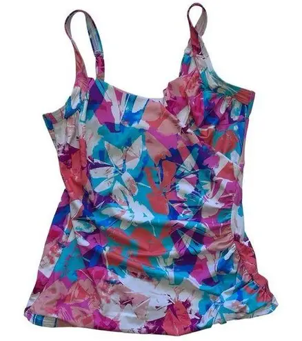 MiracleSuit  x Talbots Light Control Swim Tankini Top Colorful Floral Size 14