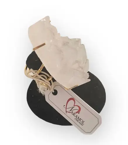 new Nakamol Jewels ☀︎︎ Thai Raw Organic Quartz Ring ☀︎︎ Gold Tone ☀︎︎ Sparkling