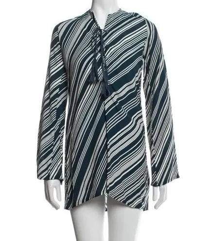 Faithfull the Brand Striped Shirtdress Size Small Teal Blue Green & White