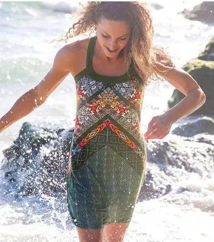 prAna Cantine Halter Dress Women's L Cargo Marrakesh Olive Green Active Sporty