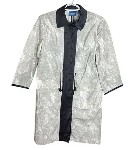 Simply Vera, Vera Wang Simply Vera Vera Wang kimono Coat Drawstring Waist Full Zip Gray, Black Trim S