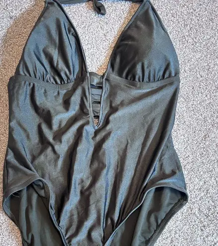 Mossimo NWOT Olive Green Halter Strappy One Piece Halter Swimsuit Size L