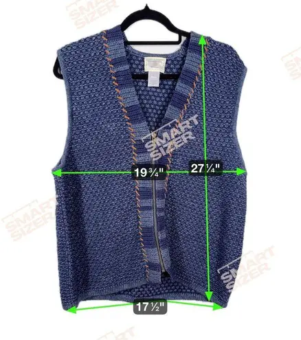 Susan Bristol Susan Bristols Vest Knit Blue Full Zip Up Casual Layering Womens Size L