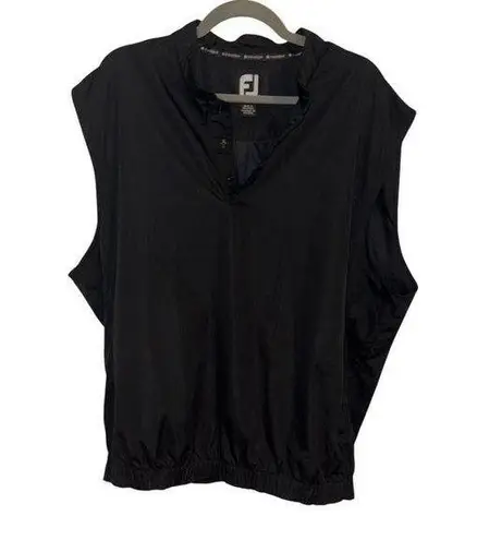 FootJoy Golf Vest Mens Large Black 1/4 Snap Pullover Sleeveless Windbreaker | L