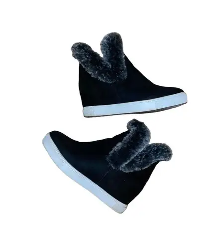 Jessica Carlyle suede fur trim sneaker booties