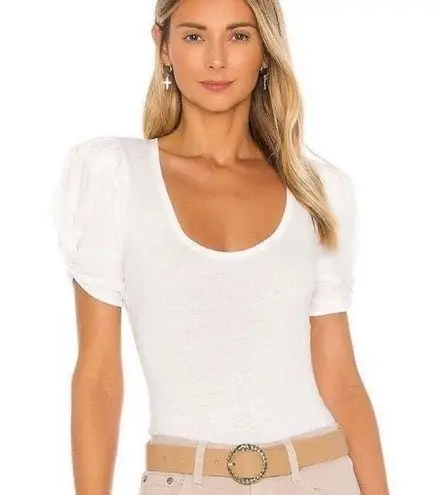 Free People  Ava Puff Sleeve Bodysuit White