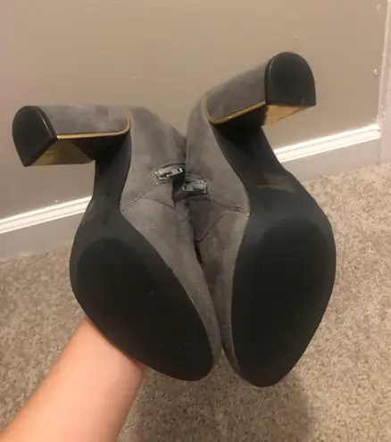 Grey Suede Over the Knee Boots Size 7 Gray