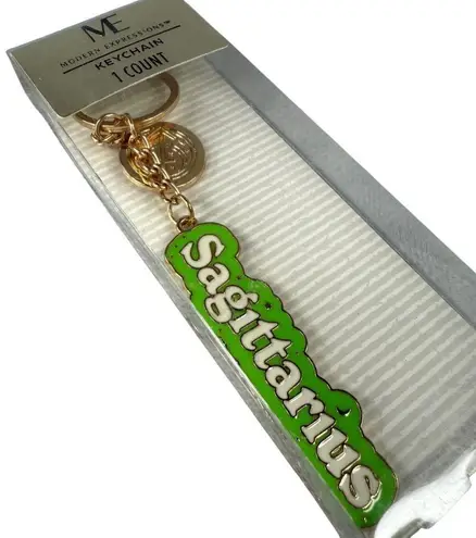Sagittarius Zodiac Sign Keychain By Modern Expressions Green Gold Colors