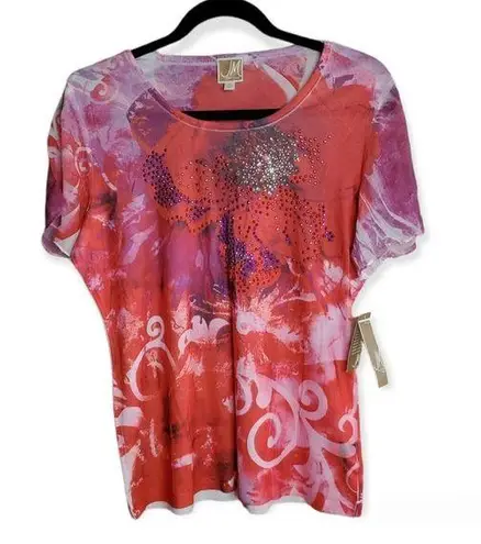 JM Collection JM red printed flower with rhinestones colorful size PL( petite Large) …