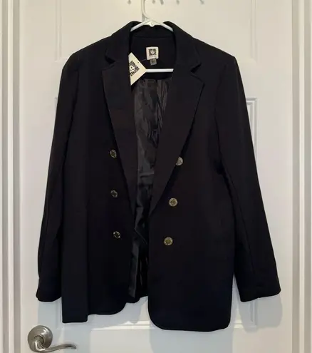 Anne Klein  Black Faux Double Breasted Jacket Blazer Size L