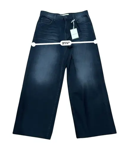 MOTHER The Spinner Zip Sneak Jeans Faded Black Magic 28 High Rise Wide Leg Denim