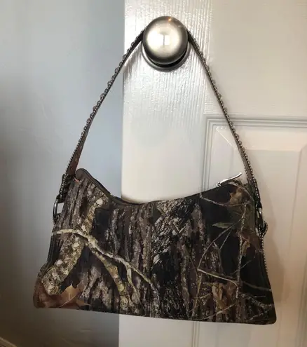 Camouflage Purse With Embellished Crystal Strap Green