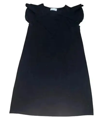 Ces Femme Women's M Black Knee Length Dress Ruffled Sleeves Party Versatile Size M