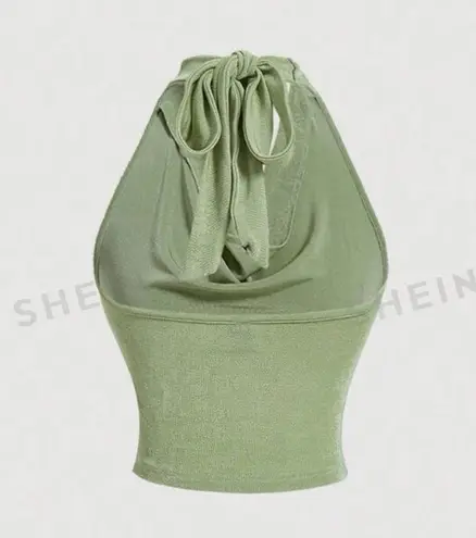 SheIn  MOD Retro Women's Knitted Halter Cowl Collar Sweater Top