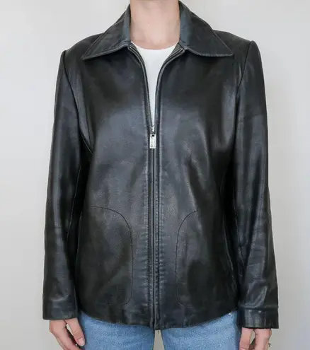 Nine West Vintage 90s  Black Leather Jacket