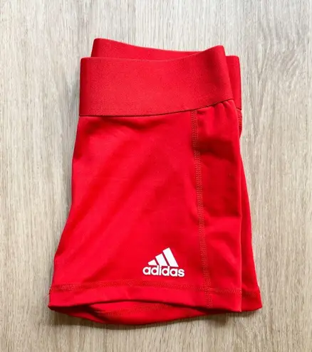 Adidas New  Womens Red 3” Long TF VB Athletic Workout Shorts Size S Gym Shorts