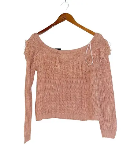 NWT LULUS Sew Prepared Dusty Rose Fringe Knit Off the