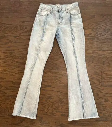 Dear John  High Rise Light Wash Flare Frayed Front Seam Jeans Size 25