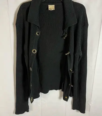 VON Saken Women’s Black Heavy Cotton Sweater Jacket Toggle Buttons Black L Size M