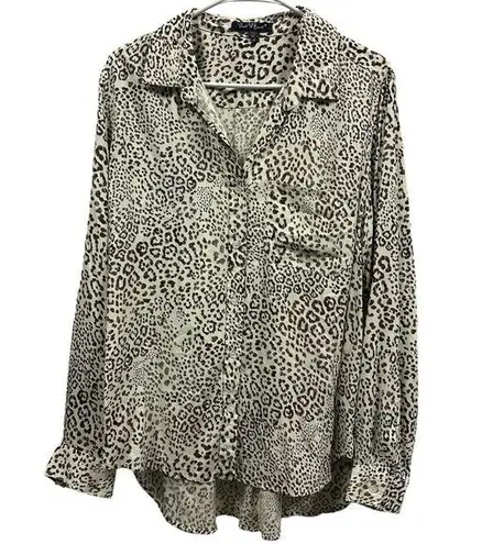 Velvet Heart  Animal Print Leopard Button Up Long Sleeve with Pocket Women’s XL