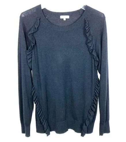 Reiss  Leigh Ruffle Front Jumper Sweater Pullover Crewneck Navy Size Medium