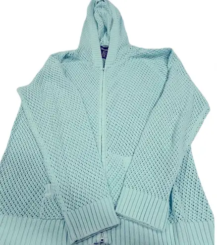 Denim & Co. Women's Green Knit Hooded Full Zip Sweater Size L Size L