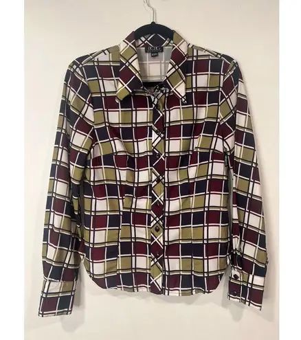 BCBGMAXAZRIA Vintage 90s Y2K Women’s BCBG Max Azria Boho retro Geometric Button up blouse M - Image 5