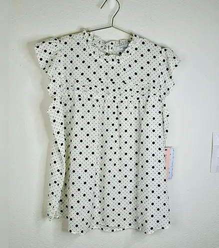 Sweet Rain Women’s 1X Polka Dot Ruffle Sleeve Blouse Flowy Lightweight Plus Size