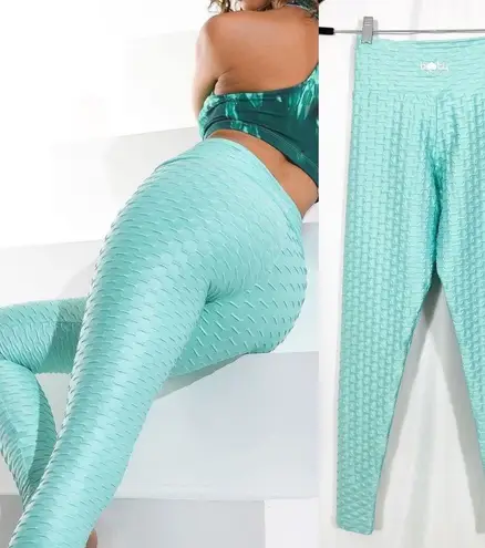 Booty By Brabants Chrome High Waisted Tik Tok Leggings: Seafoam Tiffany Green
