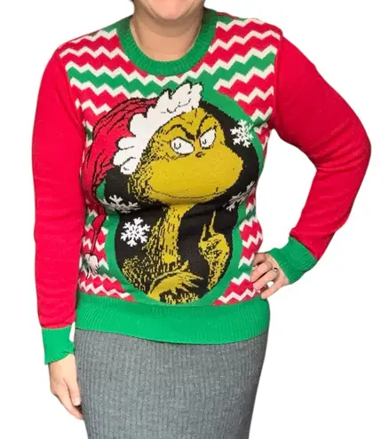 Ugly Christmas Sweater Dr. Seuss's The Grinch Red Green Long Sleeve