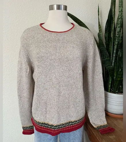 Vintage Wool Blend Sweater Beige Knit Cozy Classic Style fall large Tan