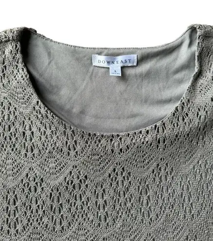 Downeast NWT Peaceful Embroidered Scalloped Dress frosty grey size large