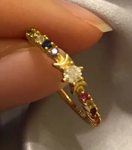 The Moon Plated Colorful Rainbow Crystal Ring