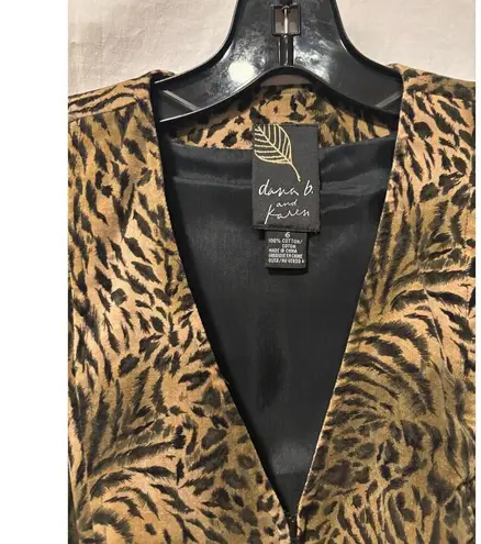Dana B and Karen Animal Print Vest Dana Buchman Front Zip Lined Textured Vintage Brown Size 6