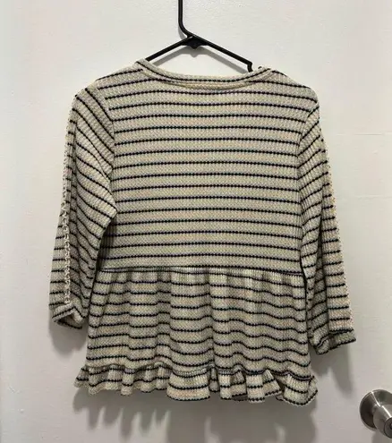 Ro & De  Anthropologie Marcia Babydoll Striped Peplum Blouse XS Multicolor