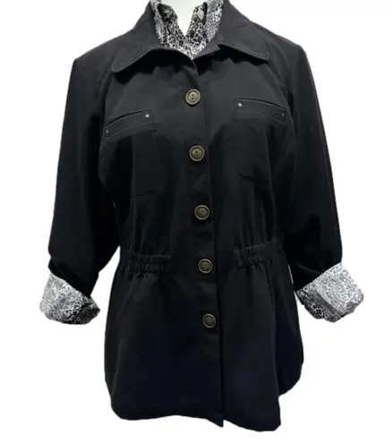 Sag Harbor Black Cinched Waist Button Front Blazer Size Petite Medium