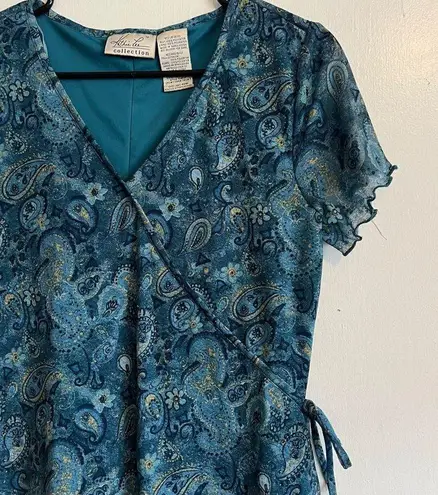 Kathie Lee Collection 90s vintage  blue paisley stretchy dress size medium