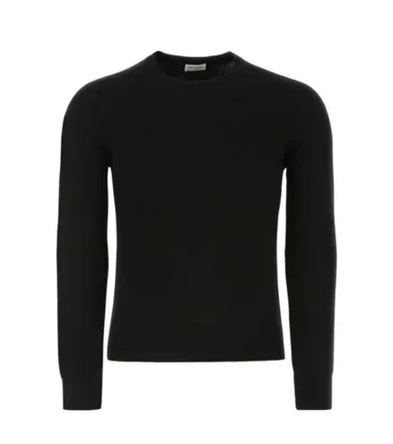 Saint Laurent Black Cashmere Pullover Sweater Ribbed Trim Womens Size XXS