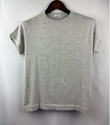 Brunello Cucinelli Women’s Small Light Heather Grey Sparkly Cashmere Shirt