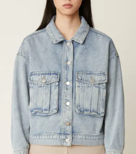 OAK + FORT Boxy Medium Acid Wash Cropped Jean Jacket Size Small Blue