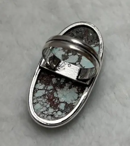 Turquoise Natural Gemstone 925 Silver Plated Ring Size