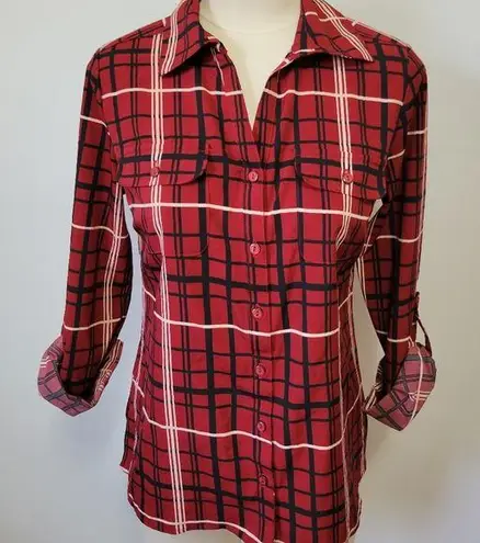 kim rogers  red plaid button down size sp