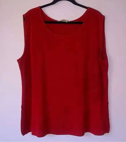 Misook 3X Red Knit Tank Top Double Scoop Neck