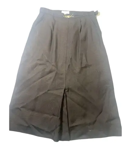 Lotte Vintage Linen Midi Skirt w/ Gold Horsebit Detail – Size M (29" length) Black