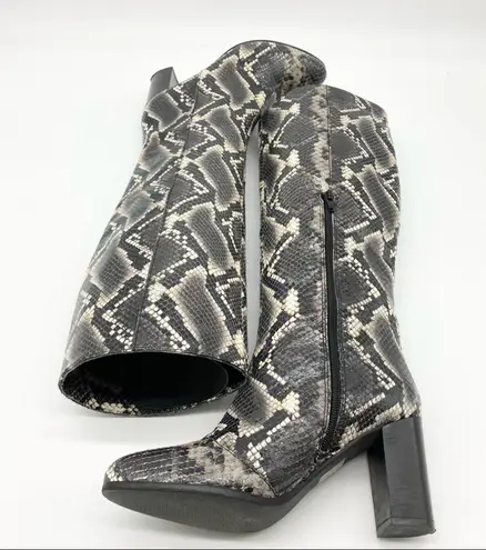 Dusano Womens Boots Size 37 Snakeskin Python Print Chunky Heeled Mobwife Retro Black