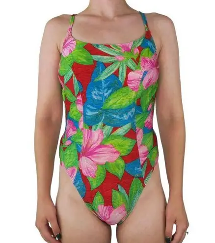 One Piece Vintage 80s Amber Bay Floral Swimsuit