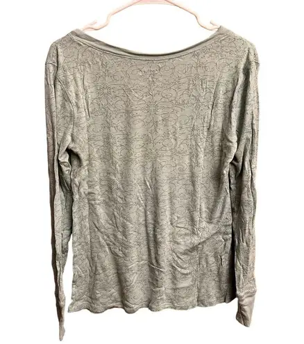 Old Navy  Light Blue Green Long Sleeve Paisley Print Scoop Neck Blouse Size Large