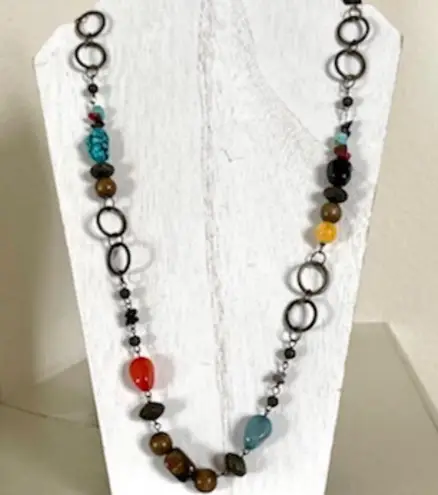 Long natural stones necklace